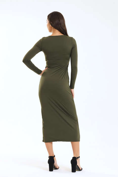Ladies Willa Skin Tight Long Sleeve Bodycon Square Neck Dress