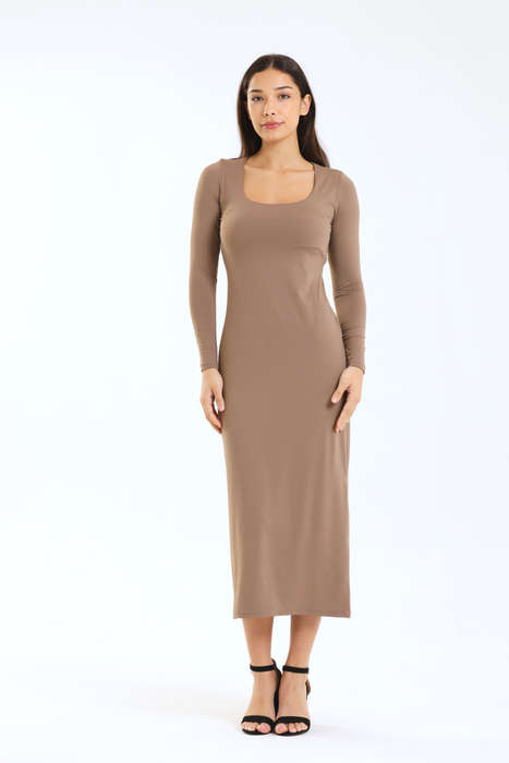 Ladies Willa Skin Tight Long Sleeve Bodycon Square Neck Dress