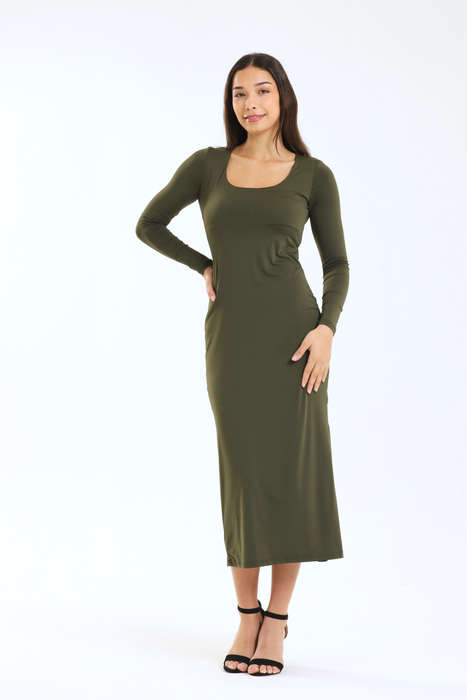 Ladies Willa Skin Tight Long Sleeve Bodycon Square Neck Dress