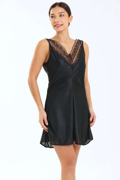 Senza® Lace Trim Wide Strap Full Slip Dress