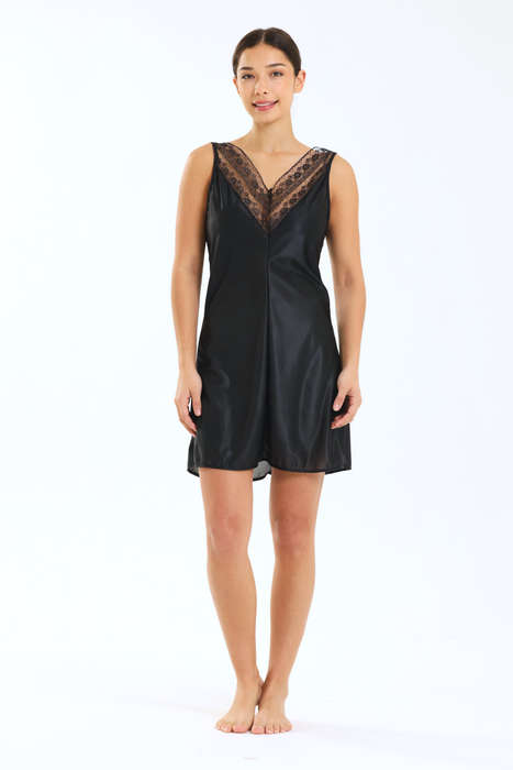 Senza® Lace Trim Wide Strap Full Slip Dress