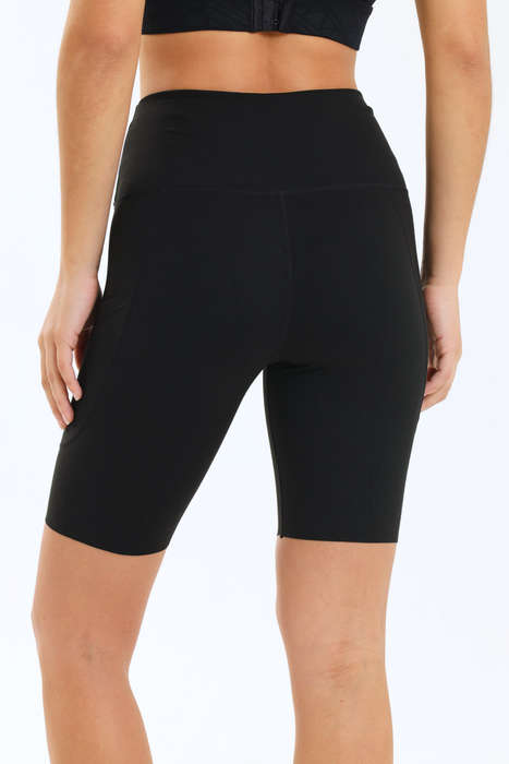 Senza® Ladies High Impact Black Padel Shorts With Pockets Seamless Cut