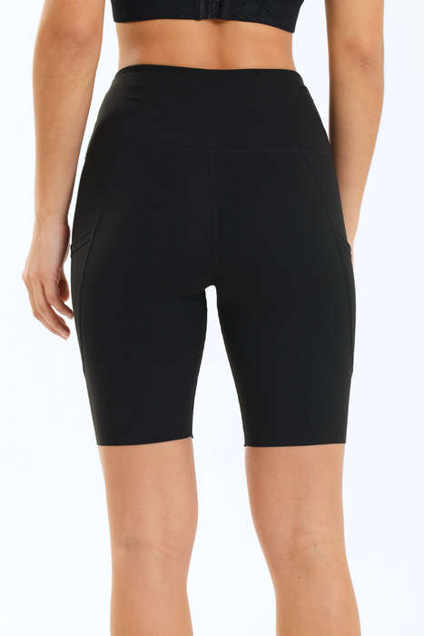 Senza® Ladies High Impact Black Padel Shorts With Pockets Seamless Cut