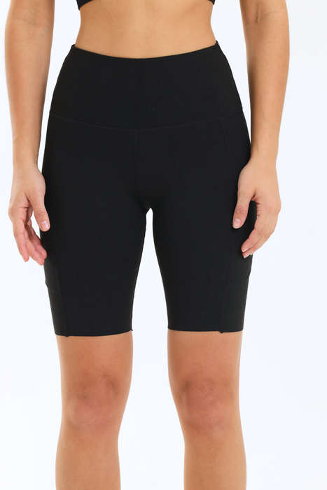 Senza® Ladies High Impact Black Padel Shorts With Pockets Seamless Cut