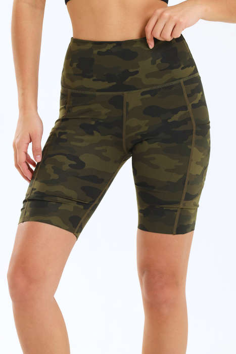 Senza® Ladies High Impact Camo Padel Shorts With Pockets Seamless Cut