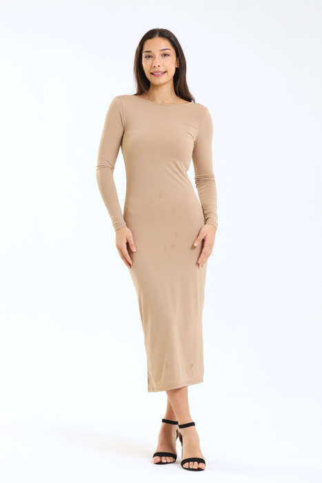 Ladies Kira Skin Tight Long Sleeve Bodycon Open Back Dress