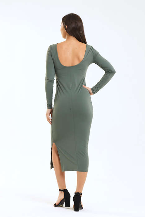 Ladies Kira Skin Tight Long Sleeve Bodycon Open Back Dress