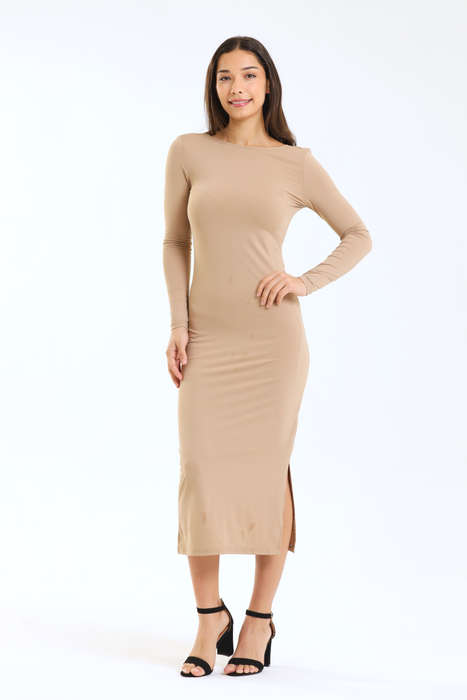 Ladies Kira Skin Tight Long Sleeve Bodycon Open Back Dress