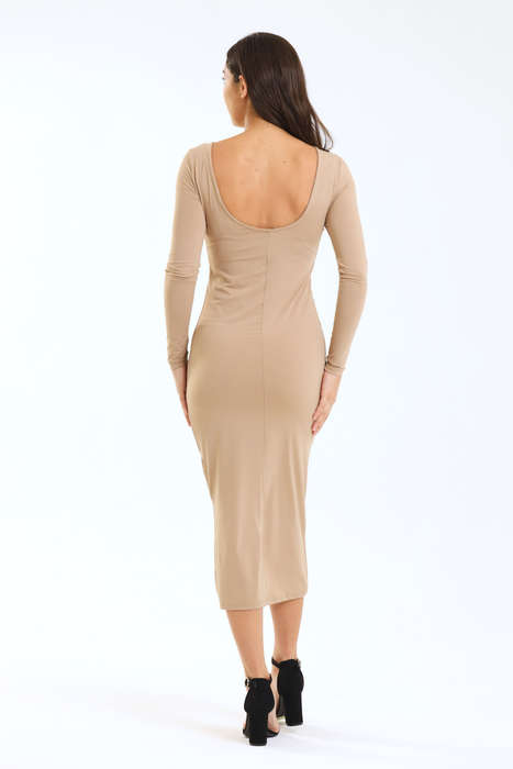 Ladies Kira Skin Tight Long Sleeve Bodycon Open Back Dress