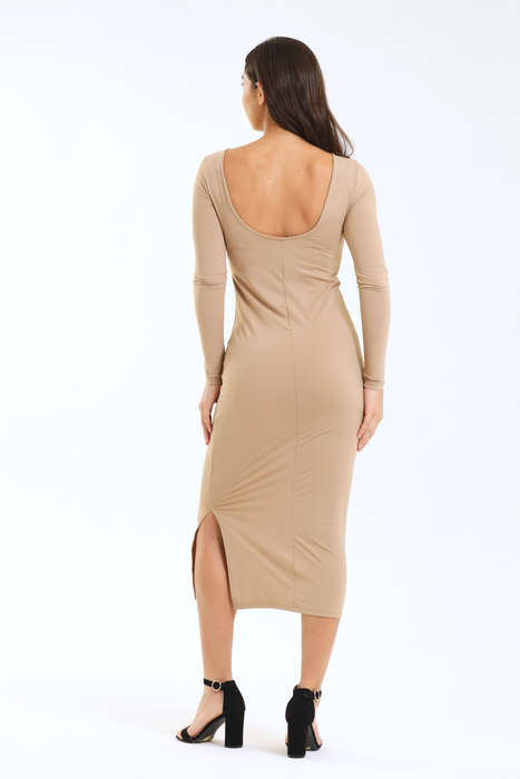Ladies Kira Skin Tight Long Sleeve Bodycon Open Back Dress