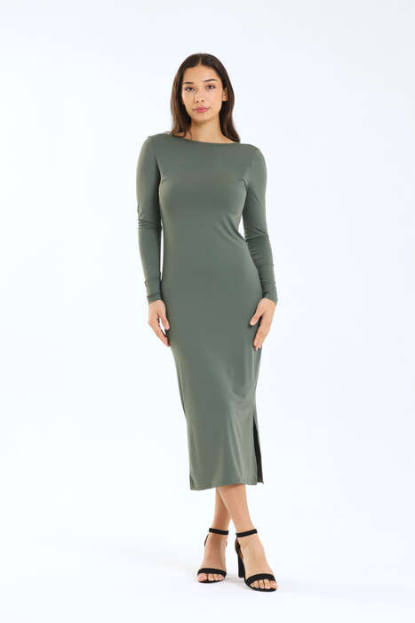 Ladies Kira Skin Tight Long Sleeve Bodycon Open Back Dress