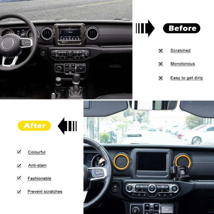 Air Conditioner Vent Ring for Jeep Wrangler JL JLU & Gladiator JT 2018-2021 (Yellow)