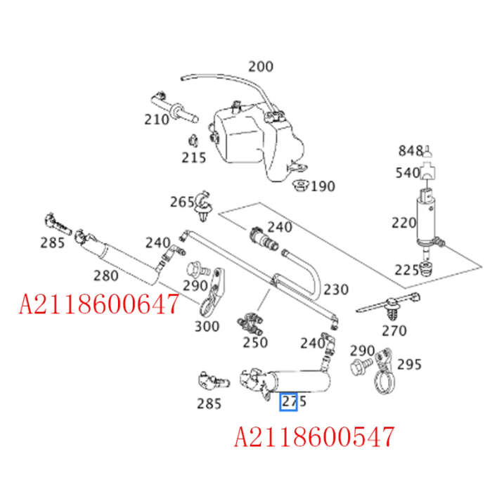 Headlight Washer Nozzle Cylinder For Mercedes Benz E Class W211 E200 E280 2002-2009