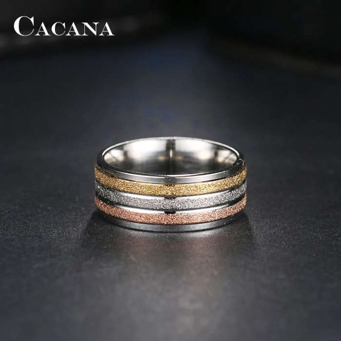GENUINE Stainless Steel Ring Three Color Lines Size 10