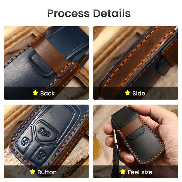 For Audi A6 A7 Q7 A8 Q8 E-tron C8 D5 A8L A6L 2017 Up 2018-20 Leather Car Key Cover Protection