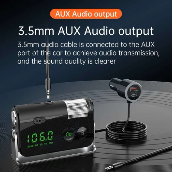 Car MP3 Bluetooth Player FM Transmitter QC3.0 PD18W Fast Charger