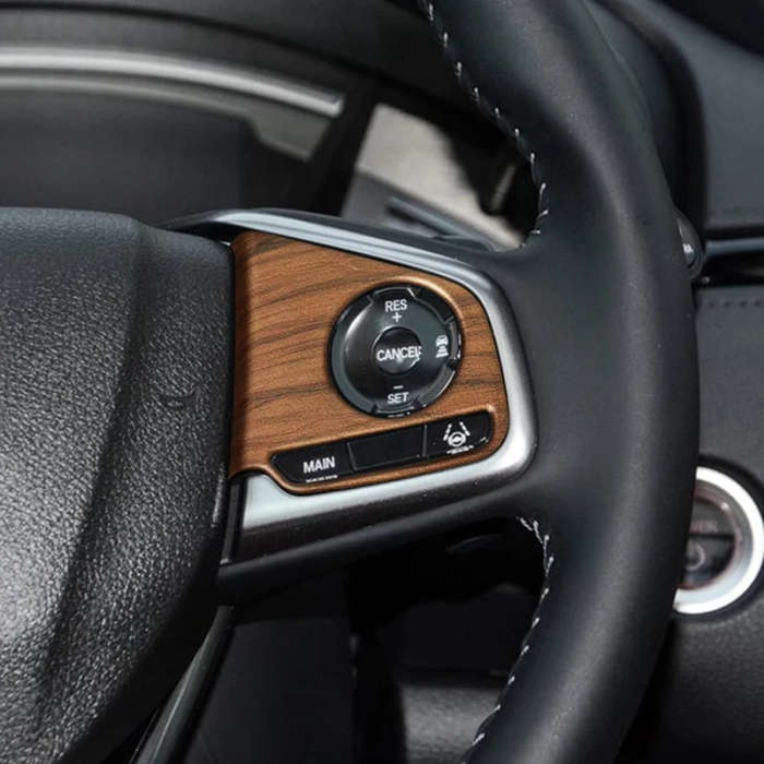 Car Wood Grain Steering Wheel Button Cover Trim for Honda CR-V CRV 2017 2018 2019 2020 2021