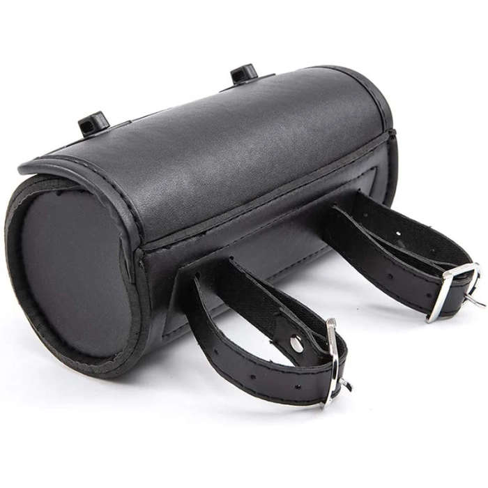 Motorcycle Fork Bag PU Leather Handlebar Tool Pouch Sissy Bar Roll Storage Bag Saddle Bag