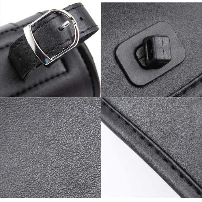 Motorcycle Fork Bag PU Leather Handlebar Tool Pouch Sissy Bar Roll Storage Bag Saddle Bag