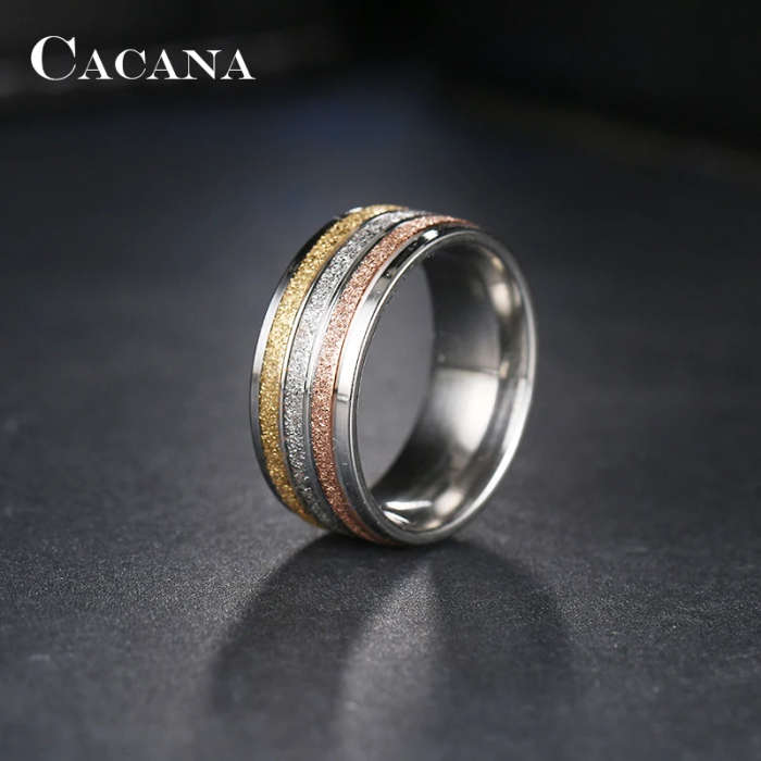GENUINE Stainless Steel Ring Three Color Lines Size 10