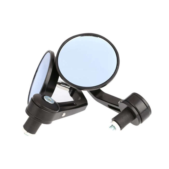 7/8" Universal Round Motorbike Motorcycle Handle Bar End Rearview Side Mirrors Black