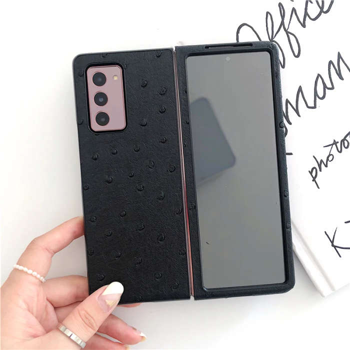 For Galaxy Z Fold 2 Case for Galaxy Z Fold2 5G front and back covered with Luxury leather