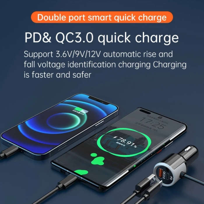 Car MP3 Bluetooth Player FM Transmitter QC3.0 PD18W Fast Charger