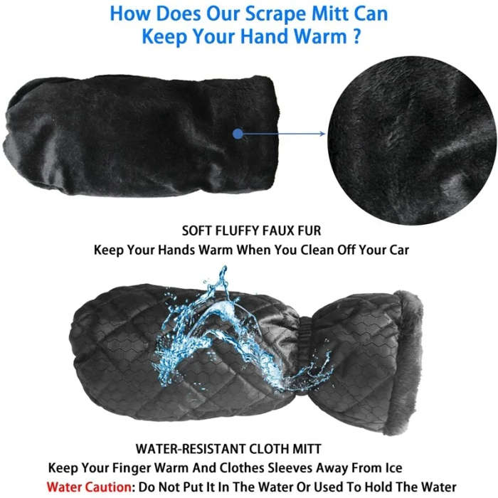 Ice Scraper Mitt Glove Windshield Snow Scraper Waterproof Snow Remover