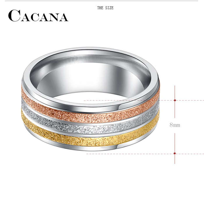 GENUINE Stainless Steel Ring Three Color Lines Size 10