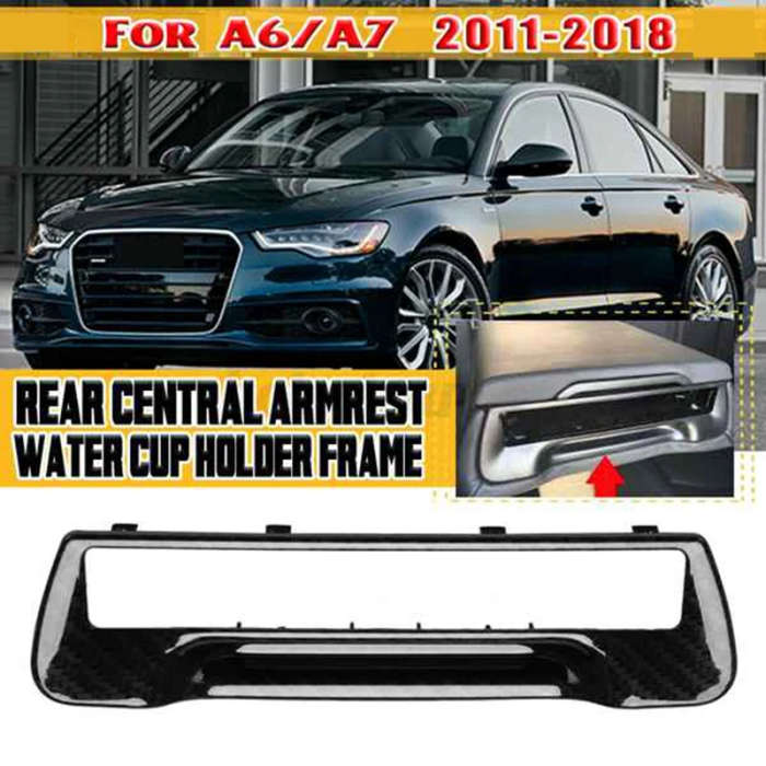 Car Rear Armrest Cup Holder Surround Trim Set Black Fit for- A6 / A7 2011-2016 8P0885995B 6PS