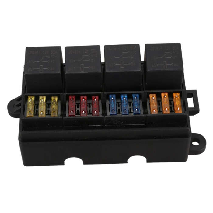 2X 12 Way Blade Fuse Holder Box With Spade Terminals And Fuse 4PCS 4Pin 12V 80A Relays