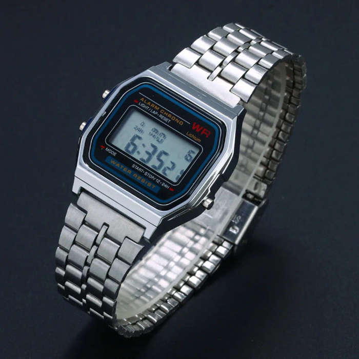 Mens Stainless Steel Digital Watch.
