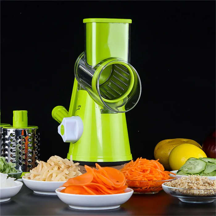 Tabletop Drum Grater Shredder Rotary With 3 Stainless Steel Rotary Blades Salad Slicer