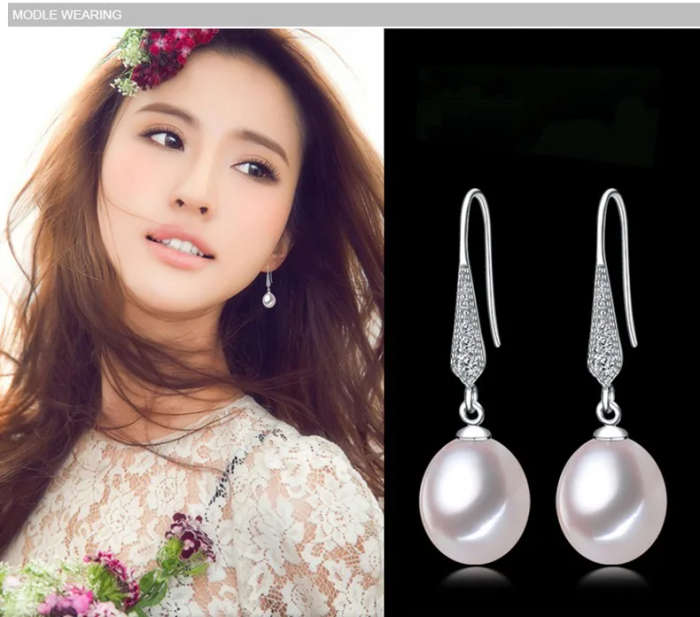 100% GENUINE PEARL - Genuine 925 Sterling Silver Earring - Purple PEARL