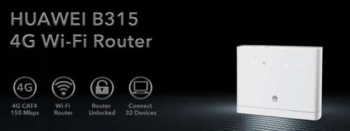 HUAWEI B315 4G LTE Wifi Modem Wireless Router (uses SIM card) OPEN TO ALL NETWORKS