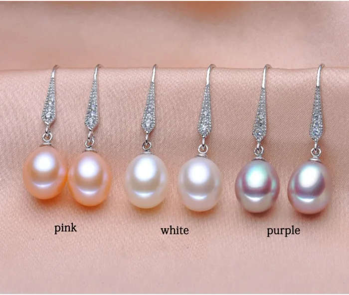 100% GENUINE PEARL - Genuine 925 Sterling Silver Earring - Purple PEARL