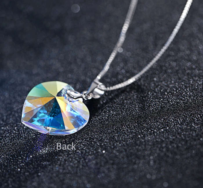 GENUINE Heart Necklaces Crystals From SWAROVSKI -  Crystal Aurore Boreale
