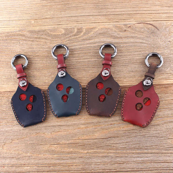 Remote Key Leather Key Case Fob 3 Button For Renault Kangoo II Clio III Protector Key Bag