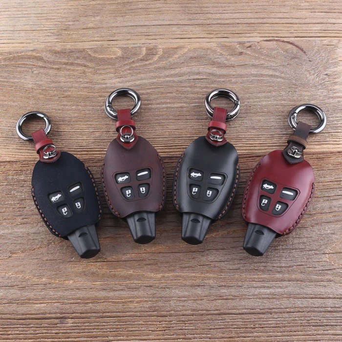 4 Button Key Fob Shell Case For SAAB 9-3 93 2003-2009 Leather Key Cover Keychain Car Key Bag Case