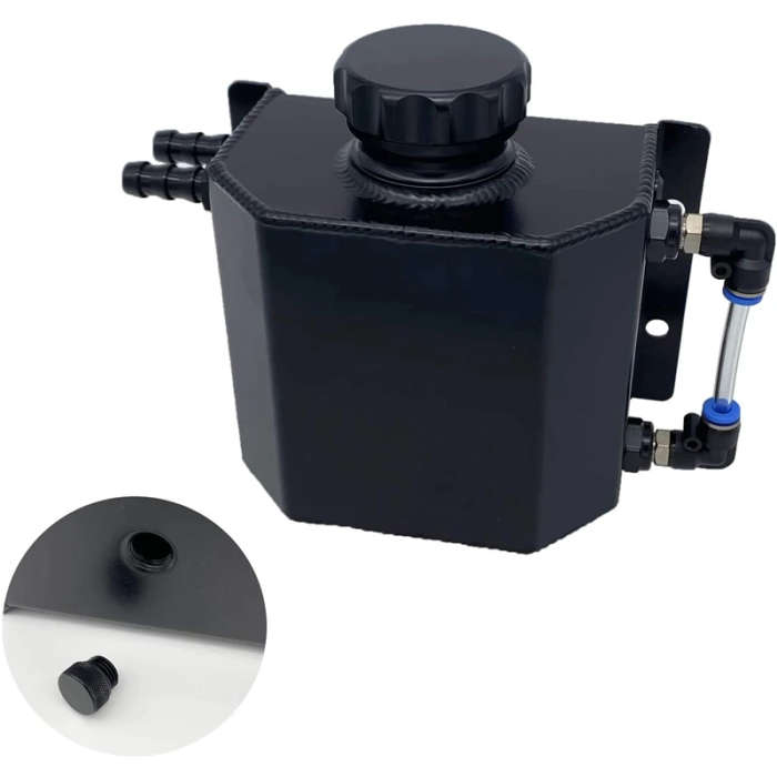 1L Black Aluminum Alloy Radiator Coolant Overflow Expansion Tank Recovery Water Tank Reservoir