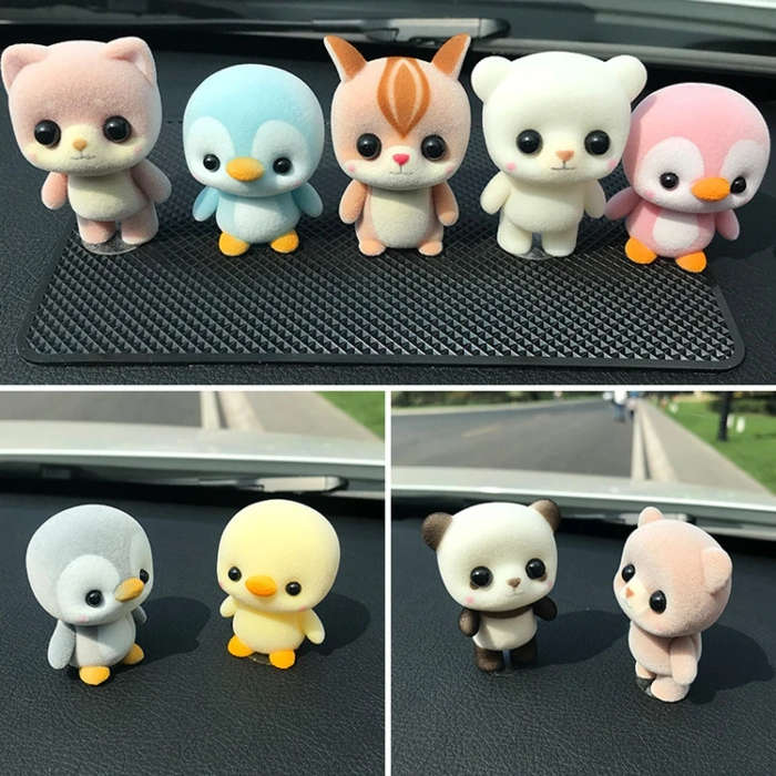 1 PC Cute Cartoon Animal Car Ornaments with 3M Traceless Glue Random Delivery