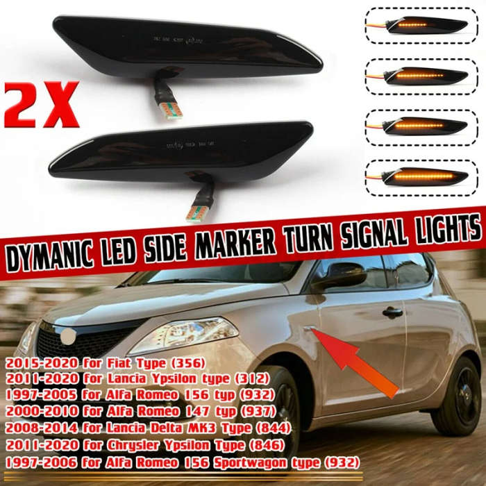 LED Dynamic Front Side Marker Lights Turn Signal Blinker for Alfa Romeo 156 / 156 Sportwagon Typ