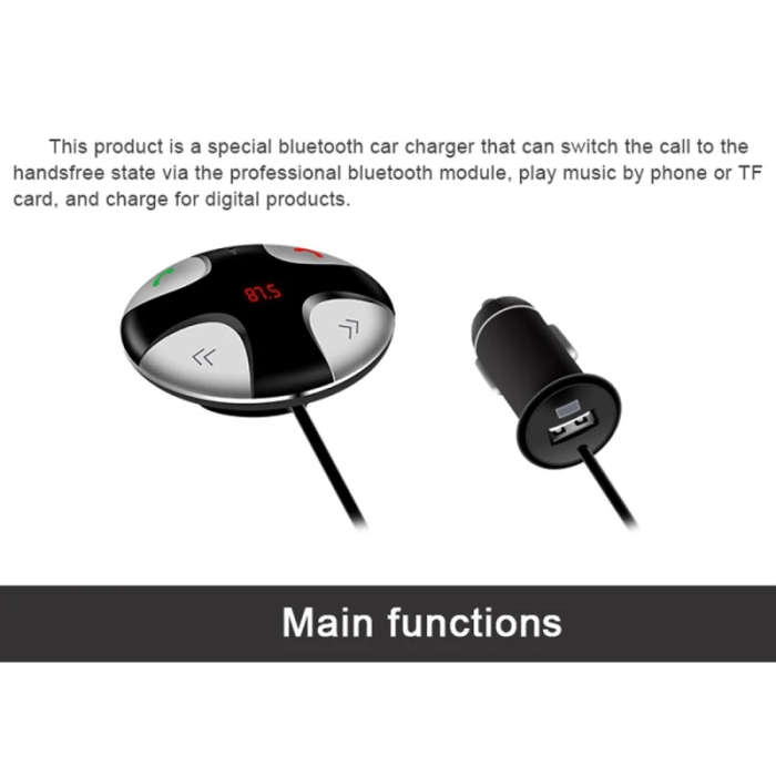 FM29B Car Bluetooth FM Transmitter Hands-free Car Kit, Car Charger