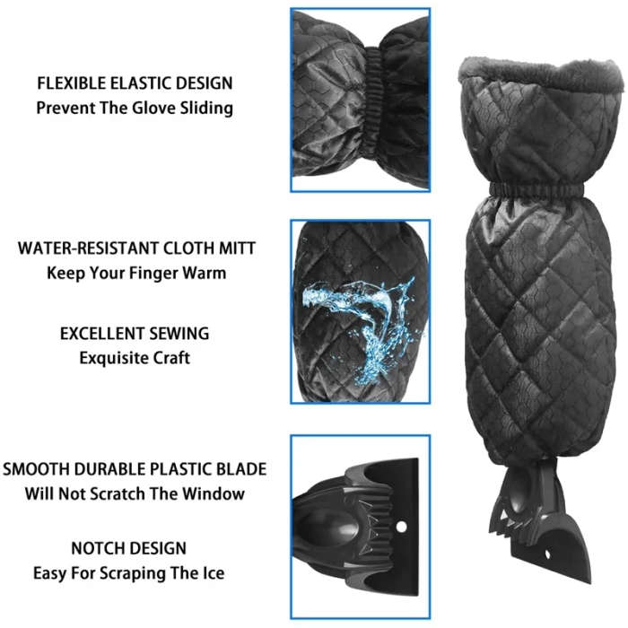 Ice Scraper Mitt Glove Windshield Snow Scraper Waterproof Snow Remover