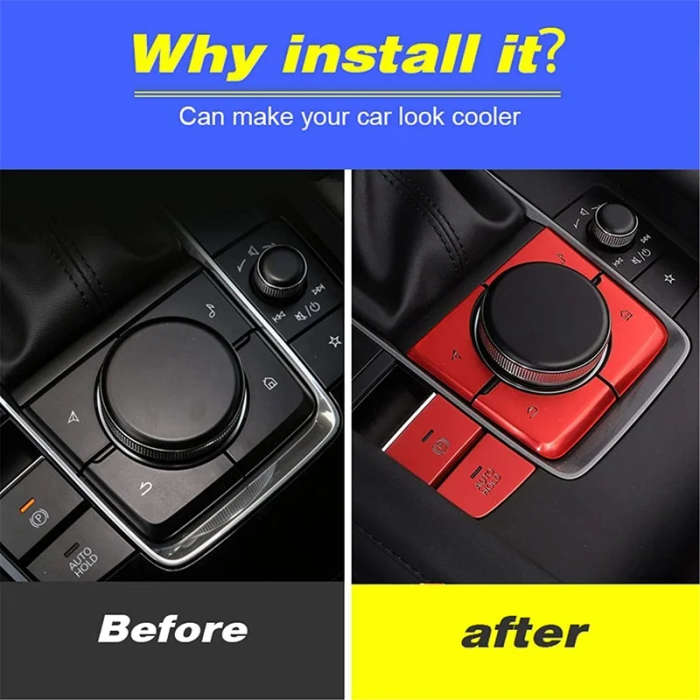 Car Aluminum Multimedia Button Cover Frame Trim Sticker for Mazda 3 Axela CX-30 MX-30 2020