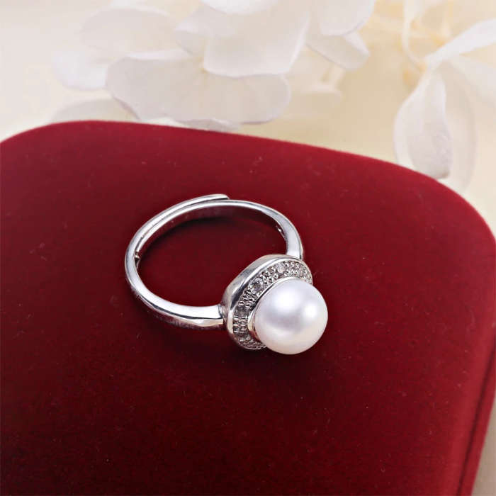 100% GENUINE PEARL and Solid 925 Sterling Silver Genuine Ring - Adjustable Ring