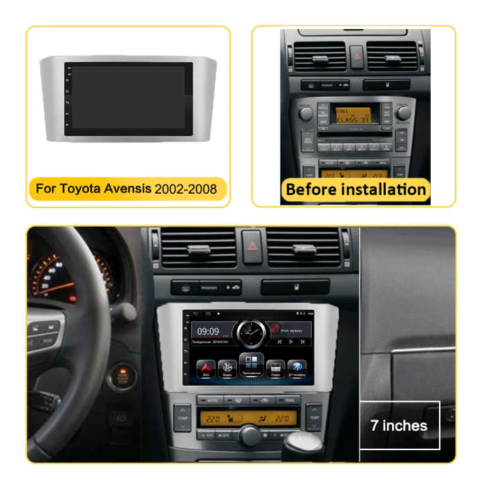 Car Radio 2 DIN Android 8.1 For Toyota Avensis T25 2002-08 7'' GPS Navigation RDS Bluetooth