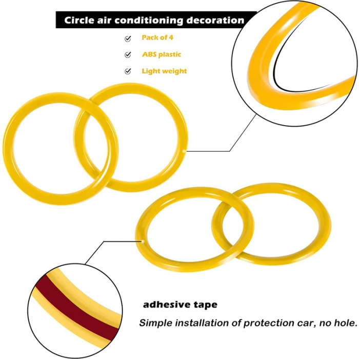 Air Conditioner Vent Ring for Jeep Wrangler JL JLU & Gladiator JT 2018-2021 (Yellow)