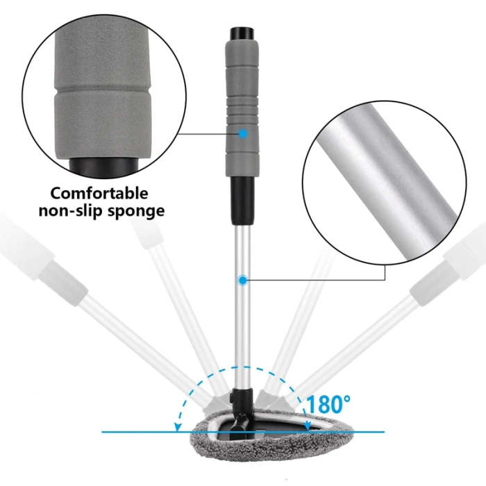 5 in 1 Windshield Cleaning Tool Microfiber Car Interior Window Cleaner with Extendable Handle