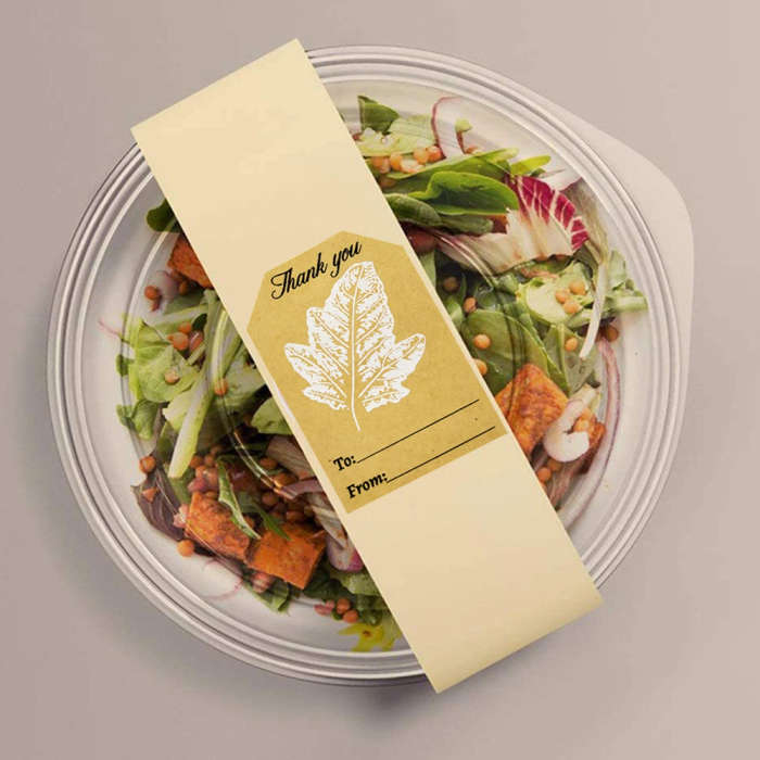 1pcs Gold Leaves 5x7.5cm Kraft Paper Thank You Stickers Seal Labels Ref 04